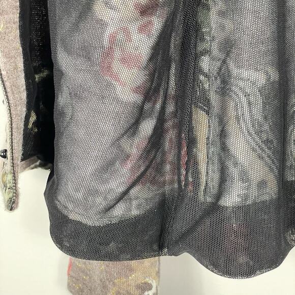 Alberto Makali Full Zip Jacket Womens L Taupe Floral Metal Studs Boho Edgy Artsy - Picture 10 of 10